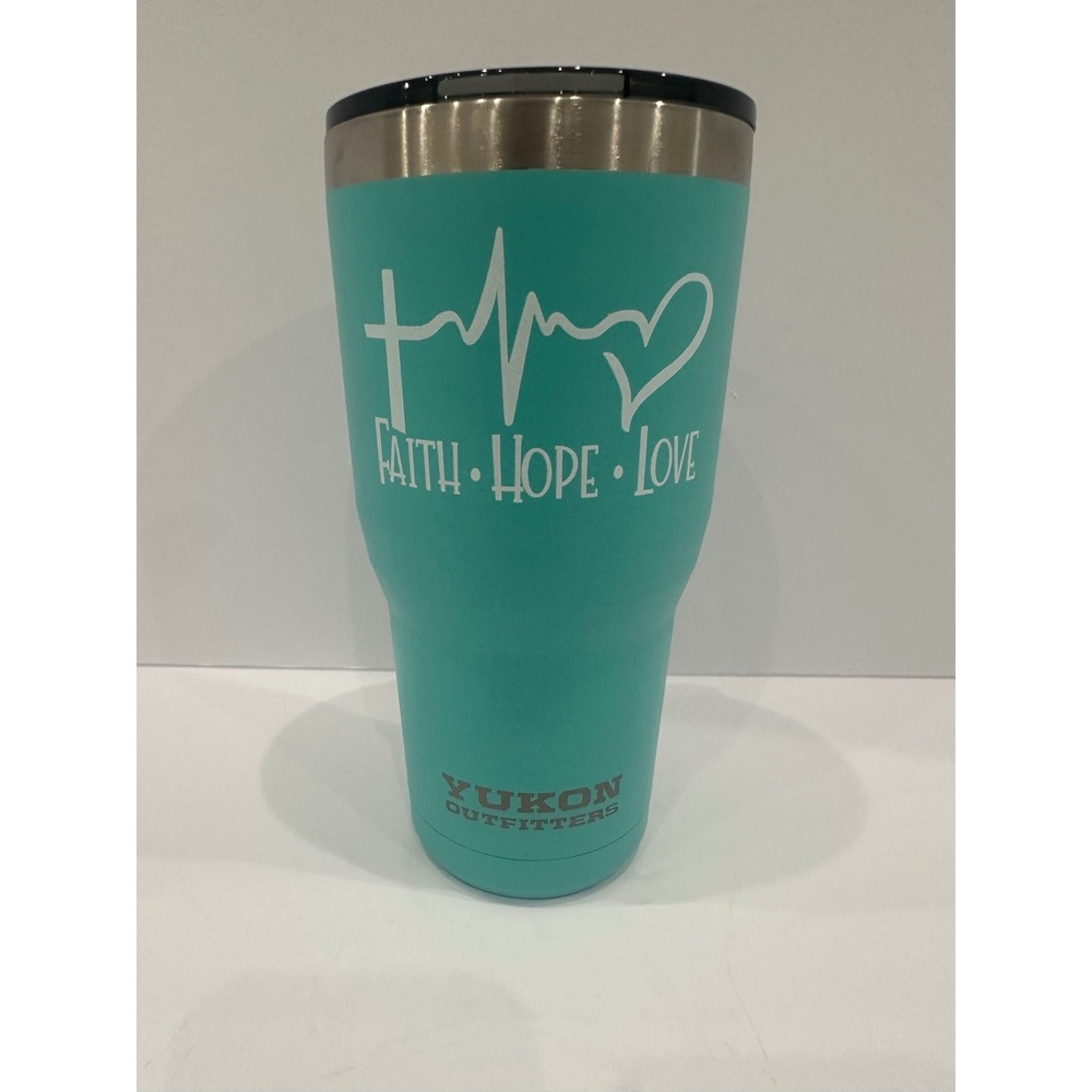 Yukon Outfitters 30oz Tumbler Teal Faith Hope Love Stainless Steel Travel Mug